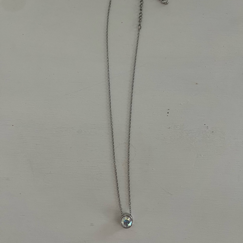 Touchstone Crystal Swarovski Crystal Aurora Borealis Solitare Necklace